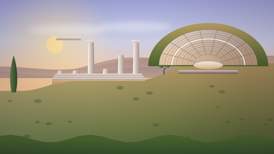 Delphi Archaeological Site as drawn in Wander Veil